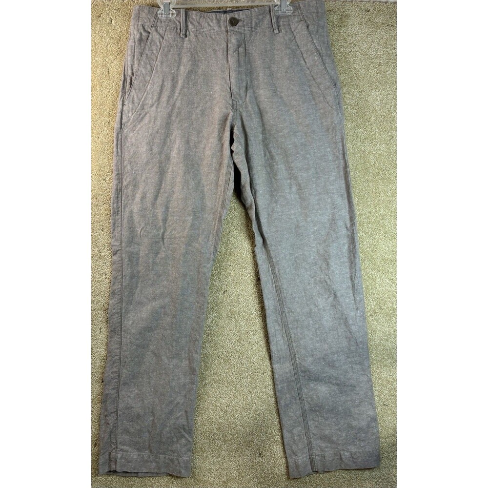 Banana Republic Linen Blend Pants Men's 33x32 Beige Drawstring Relaxed Straight